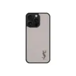 YSL Beige Prime iPhone Case Mini Logo Silver