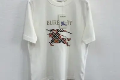 Burberry Cross Stitch EKD​ Cotton T-shirt in Chalk