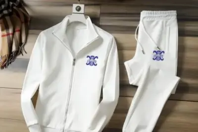 Celine Back Logo Hoodie and Jogger Set White