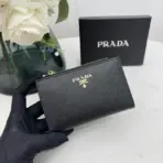 Prada Small Saffiano Leather Wallet in Black