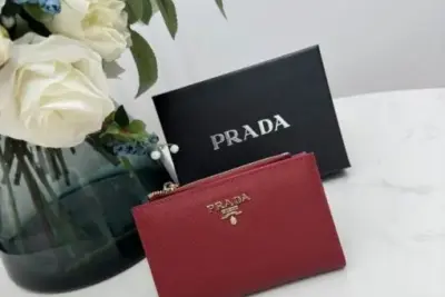 Prada Small Saffiano Leather Wallet in Fiery Red