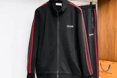 Celine Tracksuit Black & White Red Border