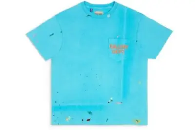 Gallery Dept. Hoodie Painted T-Shirt with Vintage-Look Logo, Turquoise