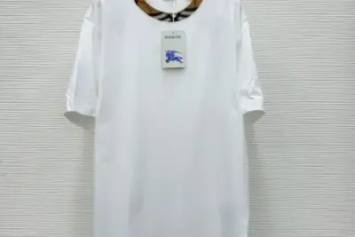 Check Trim Cotton T-shirt White