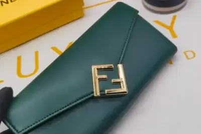 Fendi FF Diamonds Continental Wallet in Green