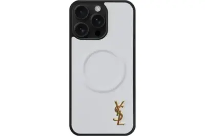 YSL Metallic Prime Magsafe Design White Case With Gold Logo