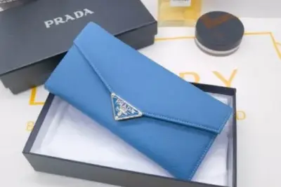 Prada Saffiano Leather Document Holder Sky Blue