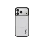 YSL Metallic Prime Magsafe Design White Case With Silver Logo