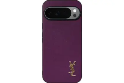 YSL Prime Purple Pixel Case Gold Logo