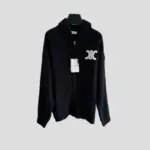 Celine Homme Logo-Appliquéd Ribbed Wool Jacket In Black