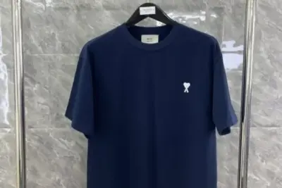 Ami Paris logo-embroidered T-shirt Blue