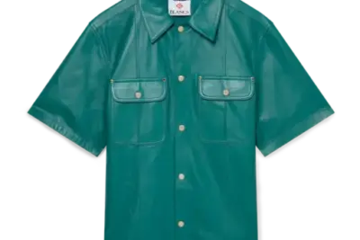 CASABLANCA Leather Short Sleeve Shirt Green
