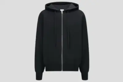 Loewe Anagram Zip-Up Hoodie In Black Wool