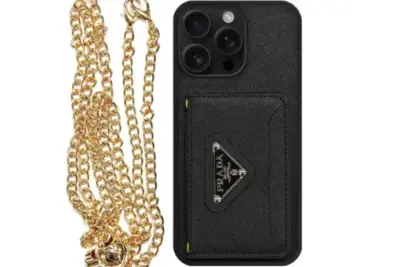 Prada Logo Cardholder Lanyard Black