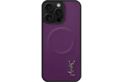 YSL Purple Prime Magsafe Design iPhone Case Mini Logo Silver