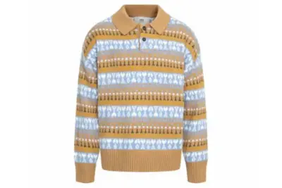 Ami Paris Fair Knit Polo Sweater Natural