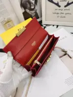 Fendi Continental Long Wallet Leather Red - Image 2