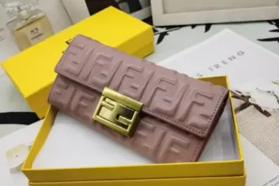 Fendi Continental Long Wallet Leather Pink