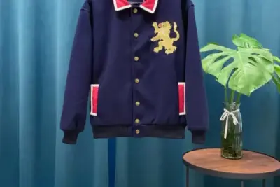 Celine Wool Flannel Lion Teddy Jacket Blue