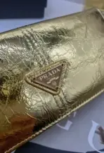 Prada Saffiano Leather Long Wallet Shiny Golden - Image 2