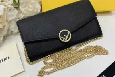 Fendi Mini Chain Wallet Black
