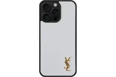 YSL Metallic Prime White Case With Gold Logo