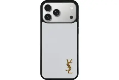 YSL Metallic Prime White Case With Gold Logo