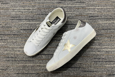 Golden Goose Super-Star With Crackle Leather Star Sneaker Light Blue