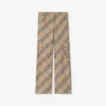 Burberry Check Stretch Linen Cotton Trousers
