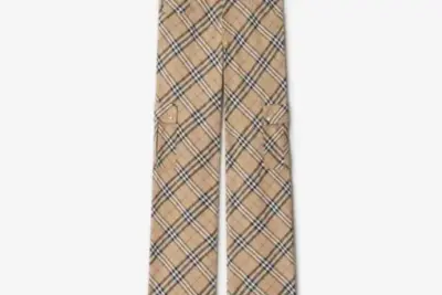 Burberry Check Stretch Linen Cotton Trousers