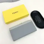 Fendi FF Diamonds Continental Wallet with Chain in Grey - Image 2