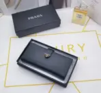 Travertine Stone Large Leather Wallet Black