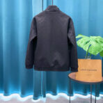 LV Monogram Debossed Leather Tracksuit Jacket Black - Image 2