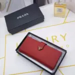 Travertine Stone Large Leather Wallet Red