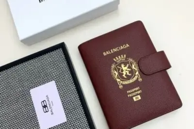 Balenciaga Passport Wallet Maroon