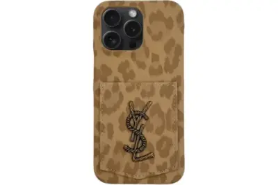 YSL Leather iPhone Case Light Brown