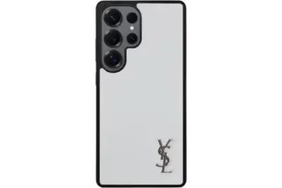 YSL Prime White Samsung Case Silver Logo