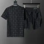 Amiri Crew Neck Short Sleeve Terry Jacquard Shorts Set Black Shirt - Image 2