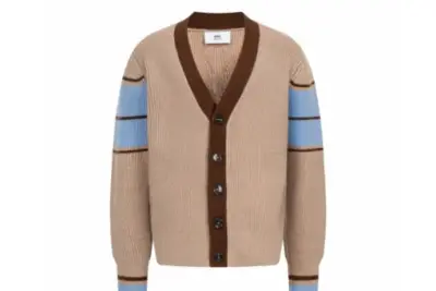 Ami Paris Brown Wool College Cardigan Camel
