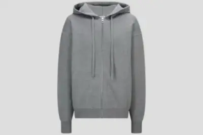 Loewe Anagram Signature Slit Hood Zip-Up In Grey