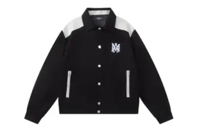 Amiri Embroidered Black Jacket With White Logo