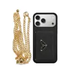 Prada Logo Cardholder Lanyard Black