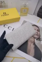 Fendi Zucca Long Wallet Leather White - Image 3