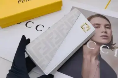 Fendi Zucca Long Wallet Leather White