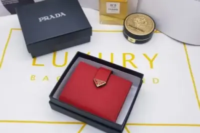 Prada Saffiano Leather Wallet Red