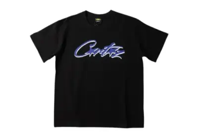 Corteiz Short Sleeved Allstarz Euros T Shirt Black With Blue And White Logo
