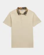 Burberry Cody Check-Collar Polo T-Shirt Beige