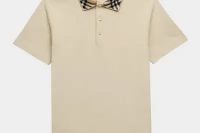 Burberry Cody Check-Collar Polo T-Shirt Beige