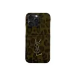 YSL Leather iPhone Case Dark Green