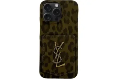 YSL Leather iPhone Case Dark Green